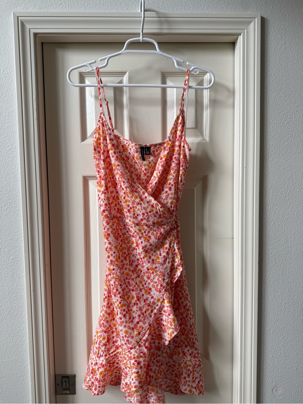 Vero Moda Pink & Orange Floral Ruffle-Trim Slip Dress